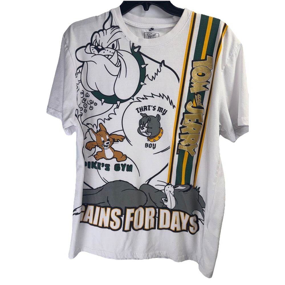 Tom and‎ Jerry White Cotton T-shirt Mens Xl Short Sleeve - Picture 2 of 6
